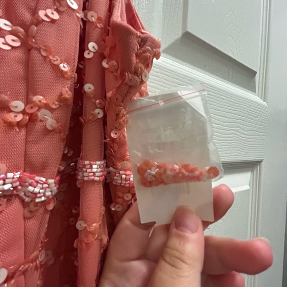 NWT Mac duggal dress size 12. Beautiful beading and coral color - Picture 7 of 11